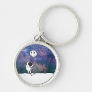 Chaveiro Astronauta no espaço com balão da lua cosmos estre