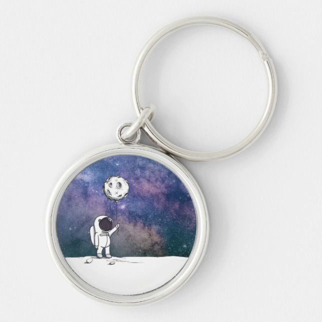 Chaveiro Astronauta no espaço com balão da lua cosmos estre (Frente)