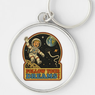 Chaveiro Astronauta Retro Fofo Siga Seus Sonhos Espaço Meme