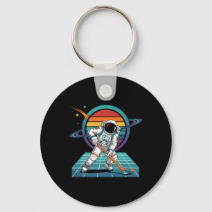 Chaveiro Astronauta Retro Jogando Hóquei Espaço Cósmico Uni
