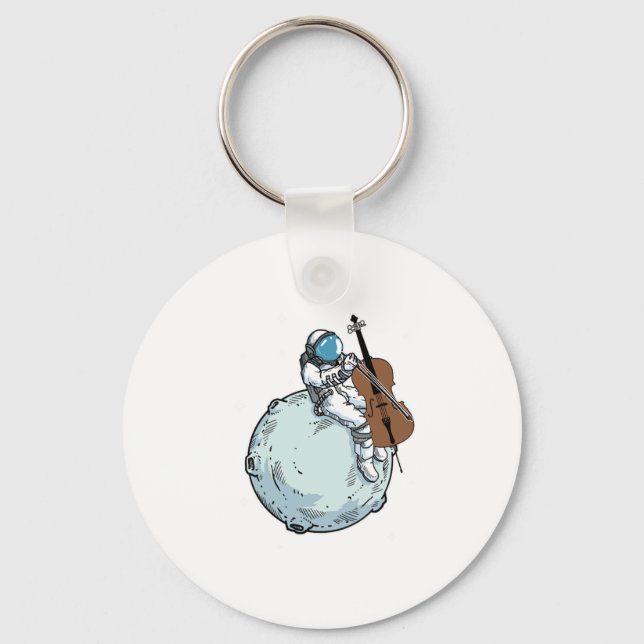 Chaveiro Astronauta Tocando Cello Music Cello Lover Gift (Frente)
