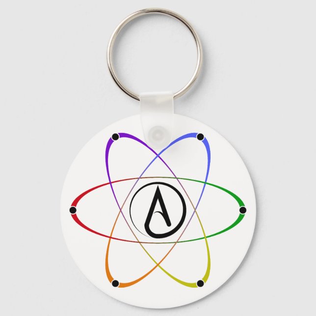 Chaveiro Atheist Atom Symbol Rainbow Black (Frente)
