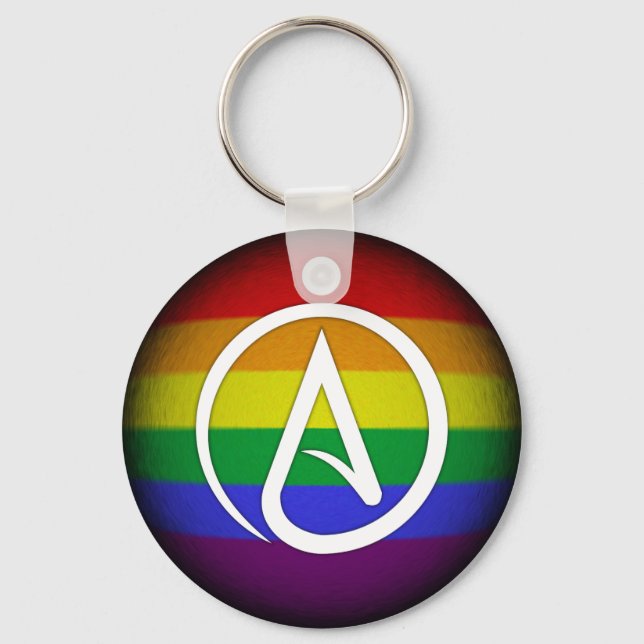 Chaveiro Atheist Symbol over Rainbow (Frente)
