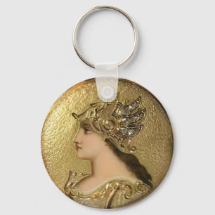 CHAVEIRO ATHENA PORTRAIT COM HELMET DE OURO E GRIFFINS
