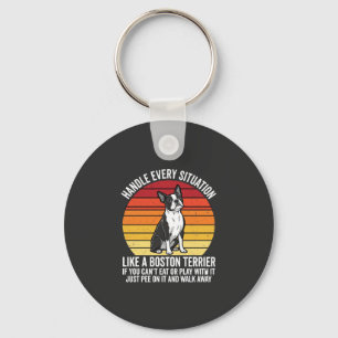 Chaveiro Atitude de Cachorro Retro Divertido Boston Terrier