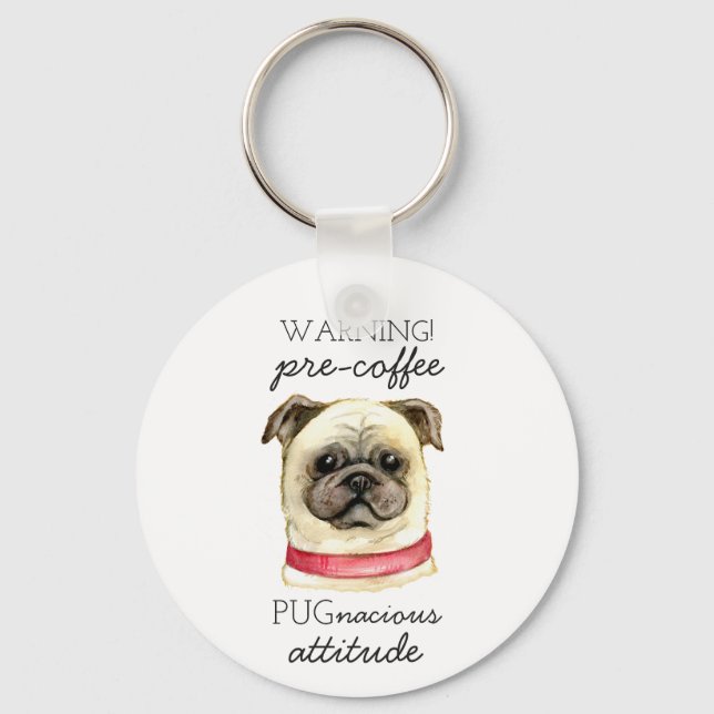Chaveiro Atitude Pugnazista Pré-Café com Pug (Frente)