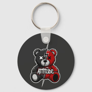 Chaveiro Atitude Urso Dividido Tédio X-Olhos Grafite Tedd