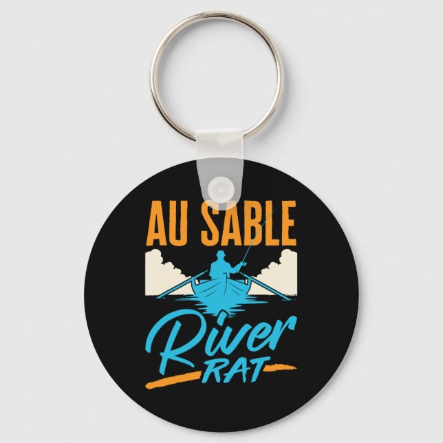 Chaveiro Au Sable River Rat Rafting Canoeing Fishing Boatin (Frente)