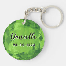 August Birthstone Keyring Com Nome