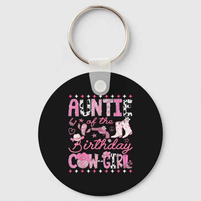 Chaveiro Auntie Of The Birthday Cowgirl Nk Rodeo Western Di (Frente)