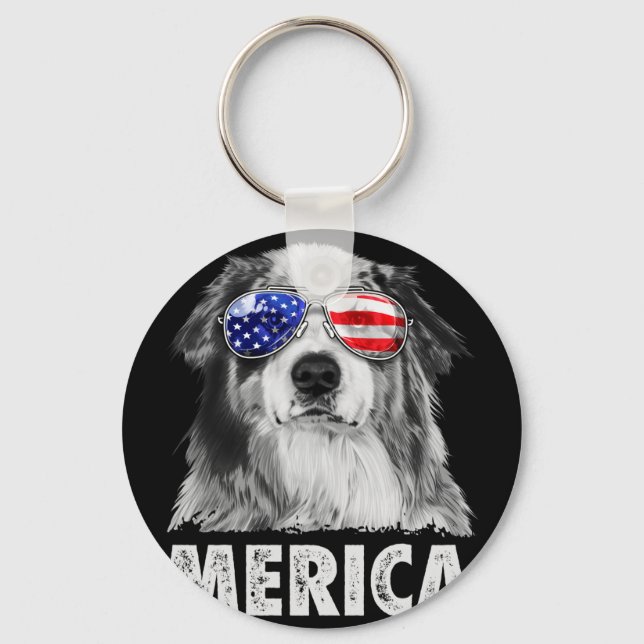 Chaveiro Aussie pastor australiano 4 de julho merica (Frente)