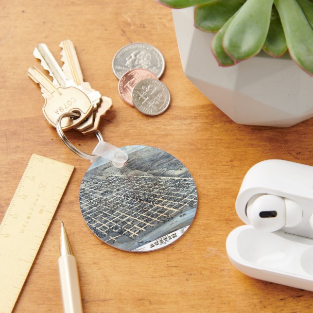 Chaveiro Austin, Texas Antique Aerial City Map de 1873 (Mesa)