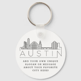 Chaveiro Austin, Texas Estilizou Skyline | Slogan Personali