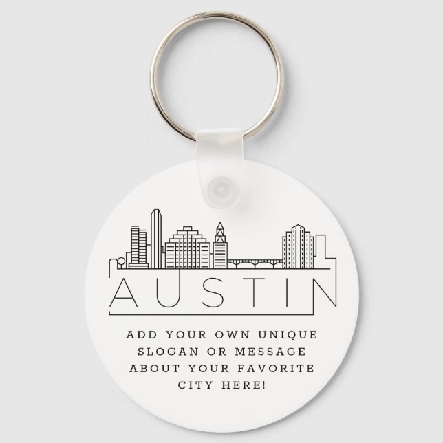 Chaveiro Austin, Texas Estilizou Skyline | Slogan Personali (Frente)