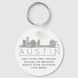 Chaveiro Austin, Texas Stylizou Skyline  Slogan Personaliza