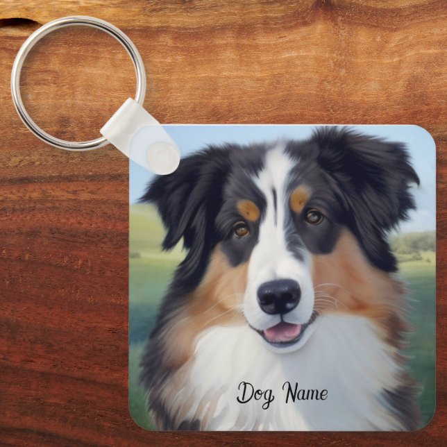 Chaveiro Australian Shepherd Portrait  -  (Frente)