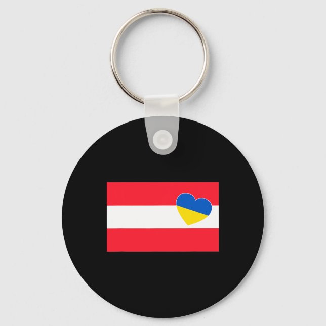 Chaveiro Áustria Apoio Ucraniano Ucrânia Coração Austríaco  (Frente)