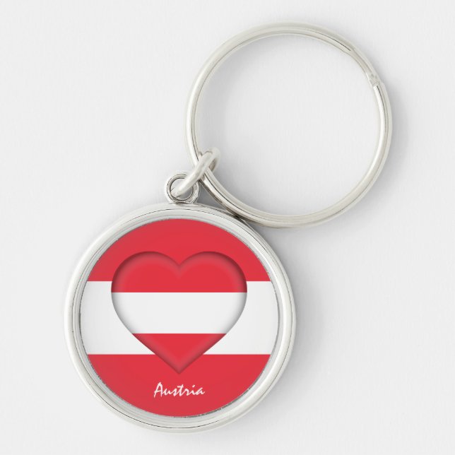Chaveiro Áustria & Heart, Moda da bandeira austríaca/Esport (Frente)