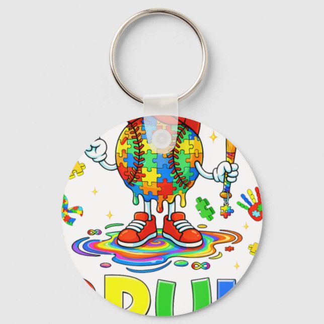 Chaveiro Autism Awareness Baseball Bruh Puzzl (Frente)