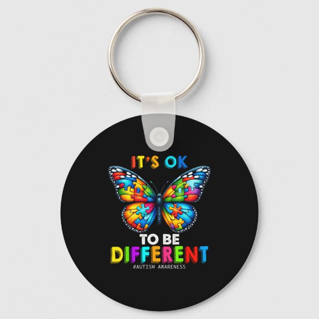 Chaveiro Autism Awareness Butterfly Animal Its Ok To Be Dif (Frente)