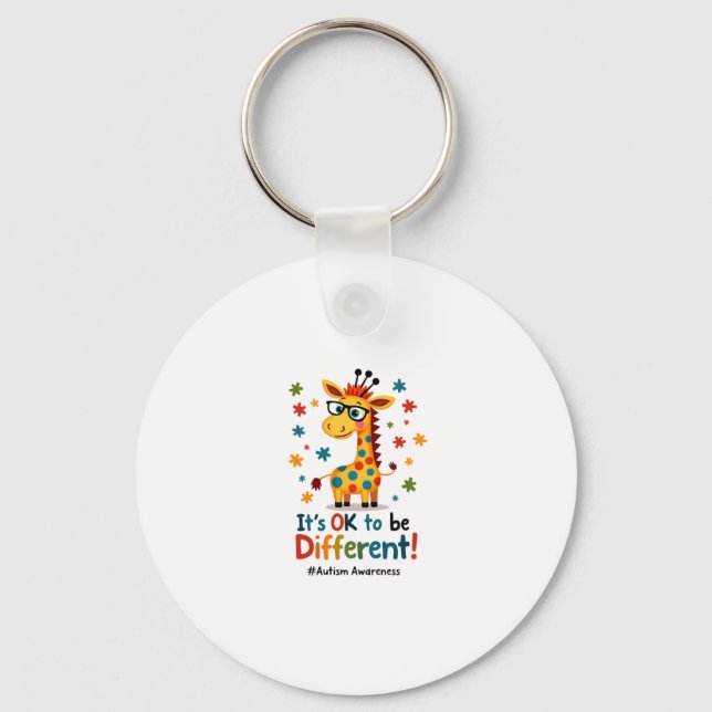 Chaveiro Autism Awareness Cute Giraffe Animal Its Ok To Be  (Frente)