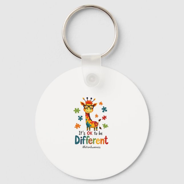 Chaveiro Autism Awareness Cute Giraffe Animal Its Ok To Be  (Frente)