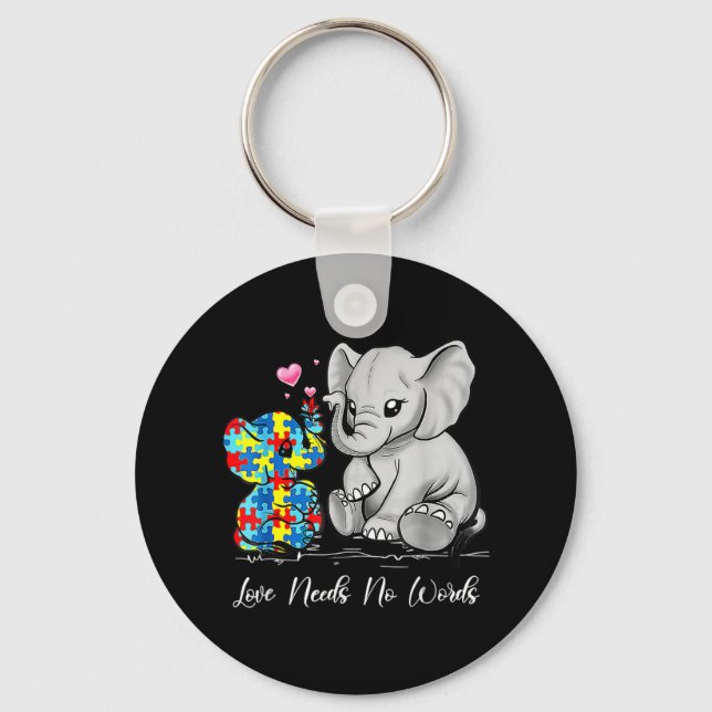 Chaveiro Autism Awareness Love Needs No Words Elephant Supp (Frente)