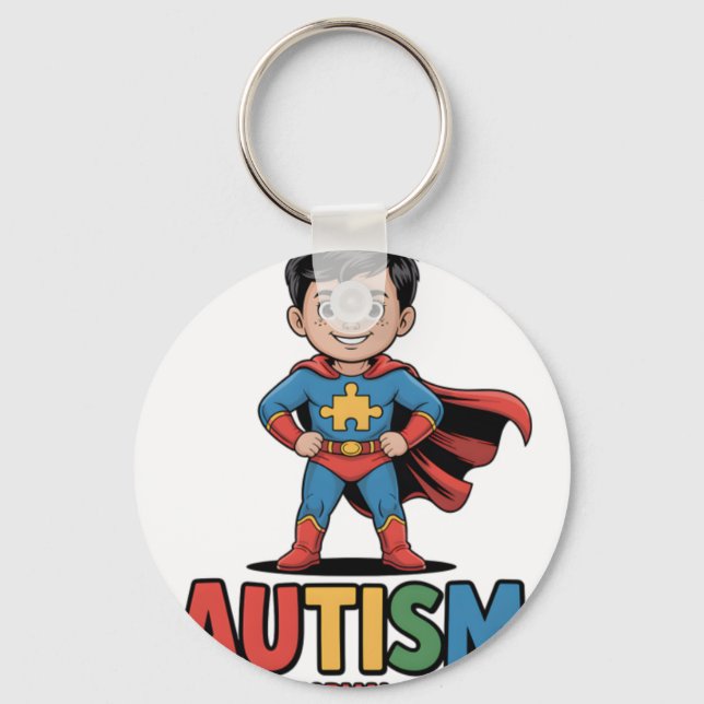 Chaveiro Autism Because Normal Is Boring Superhero Kid Auti (Frente)