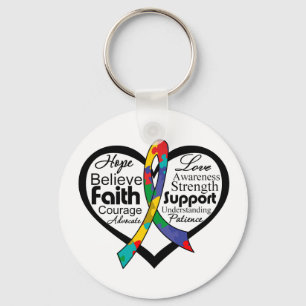Chaveiro Autism Heart Ribbon Collage