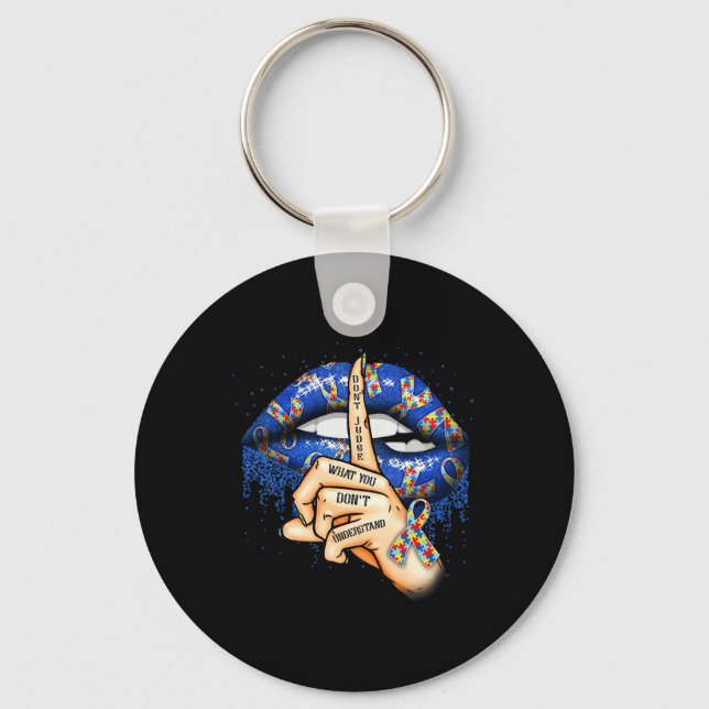 Chaveiro Autism Lips Autism Mom  (Frente)