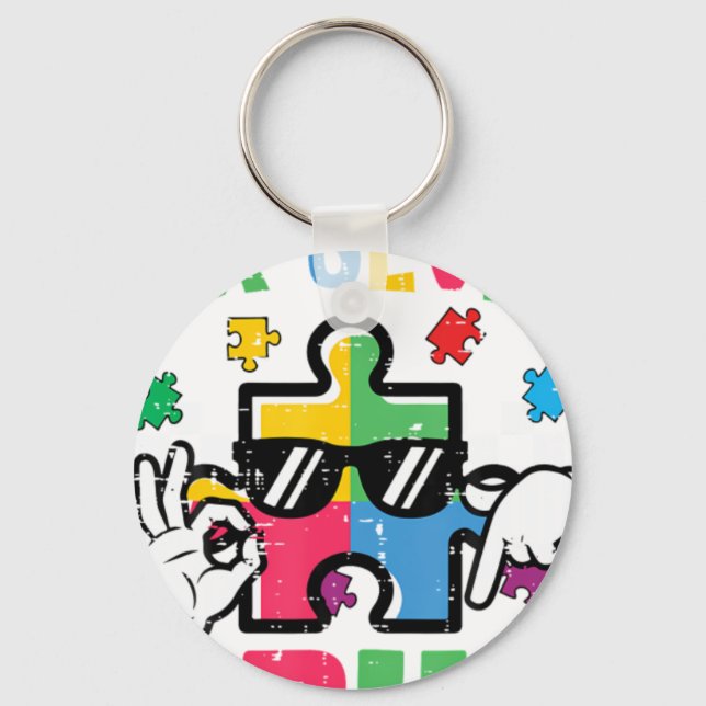 Chaveiro Autism Puzzle Hand Six Seven Bru (Frente)
