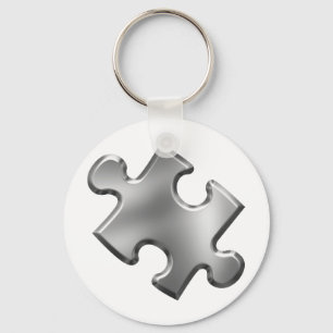 Chaveiro Autism Quebra-cabeça Piece Silver