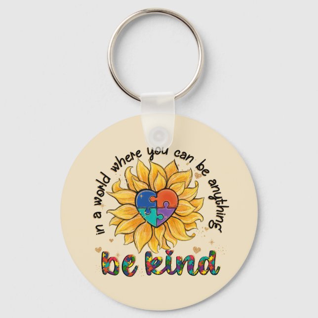Chaveiro Autism Sunflower Be Kind (Frente)