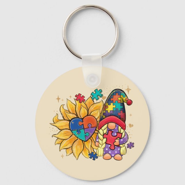Chaveiro Autism Sunflower Gnomo (Frente)