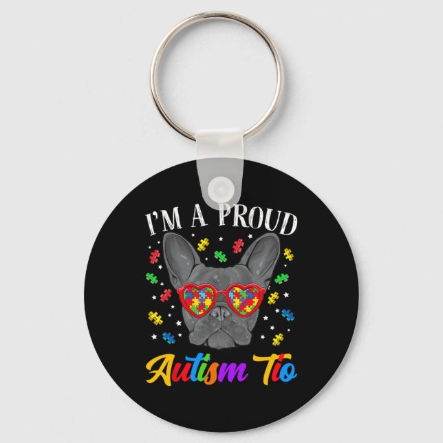 Chaveiro Autism Tio French Buldogue Dog Quebra-cabeça Gles (Frente)