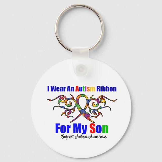 Chaveiro Autism Tribal Ribbon Son (Frente)