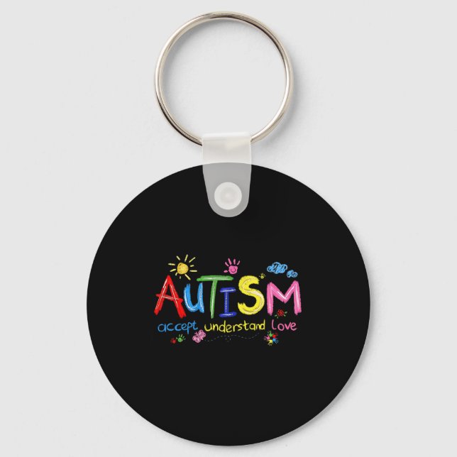 Chaveiro Autismo Conscientização Aceitar Compreender Amor T (Frente)
