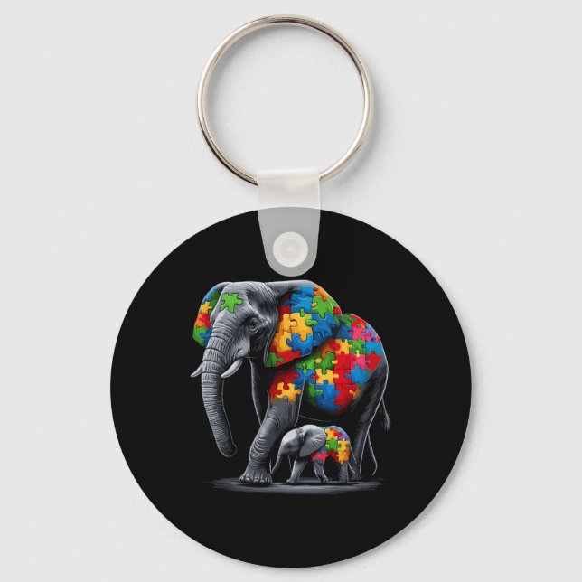 Chaveiro Autismo de consciência elefante Mãe (Frente)