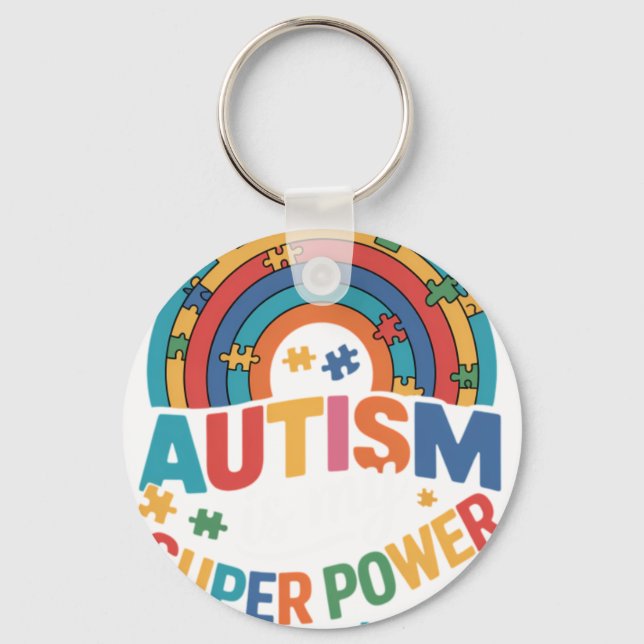 Chaveiro Autismo É Meu Super Poder ADHD Puzzle Conscientiza (Frente)