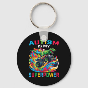 Chaveiro Autismo É Meu Superpoder Dino T Rex Monster Truck