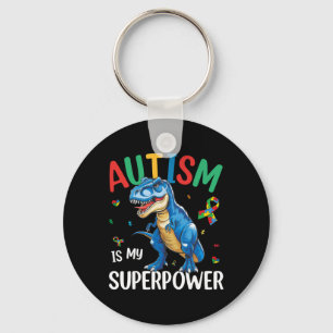 Chaveiro Autismo É Meu Superpoder Dinossauro T-rex Autismo 