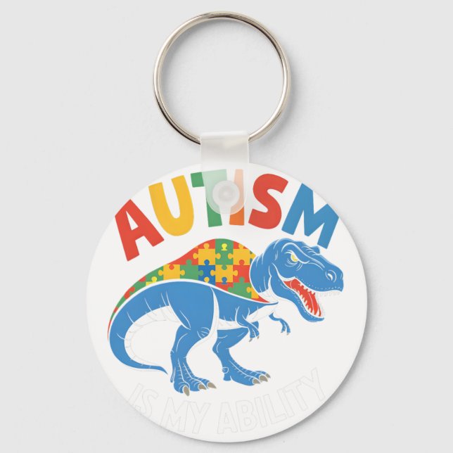 Chaveiro Autismo É Minha Habilidade Dinossauro Quebra-cabeç (Frente)