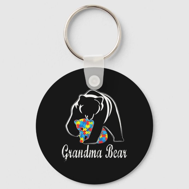 Chaveiro Autismo Sensibilização Vovó Urso Suporta Autista (Frente)