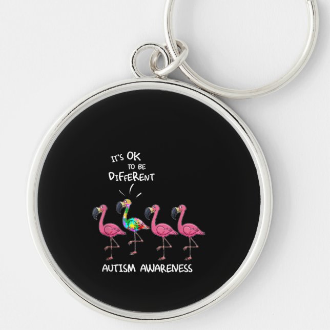 Chaveiro Autista | É bom ser Quebra-cabeça Flamingo diferen (Frente)