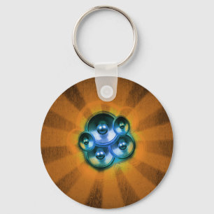 Chaveiro Auto-falantes musicais e rajadas de sol laranja