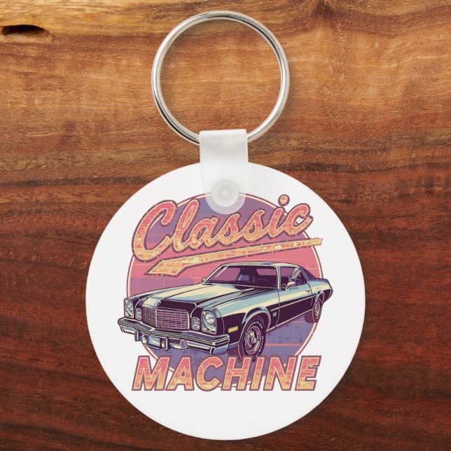 Chaveiro Automóvel Clássico Estilo Vaporwave (Frente)