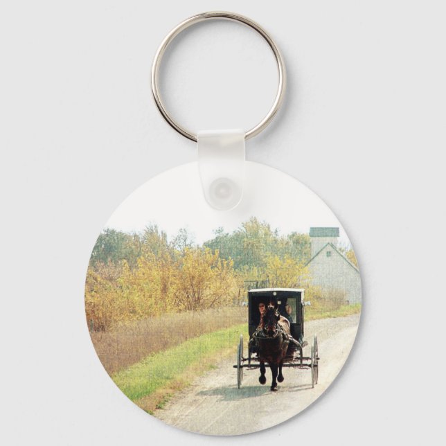 Chaveiro Autumn Amish Horse and Buggy (Frente)