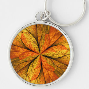 Chaveiro Autumn Plant, Modern Abstrato Fractal Art Leaf