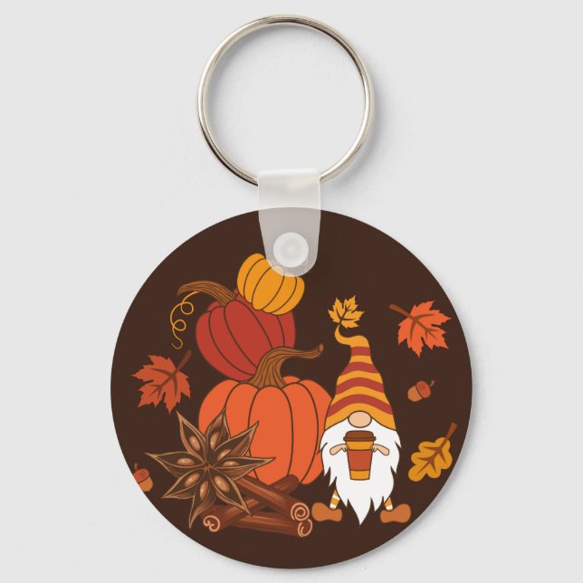 Chaveiro Autumn Pumpkins Gnome Spice Card (Frente)