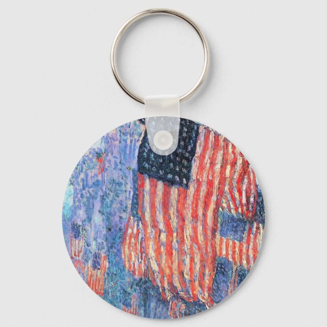 Chaveiro Avenida na Chuva por Frederick Childe Hassam (Frente)